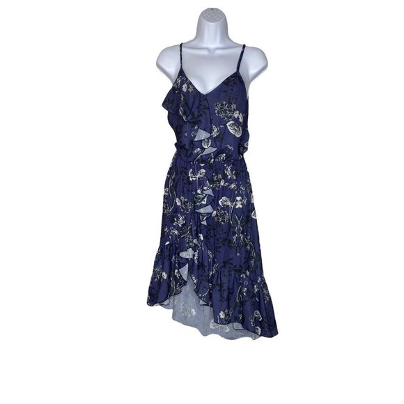 Parker Womens Blue Floral Sleeveless V Neck Comfort Fit And Flare Dress Size XS - Picture 2 of 9